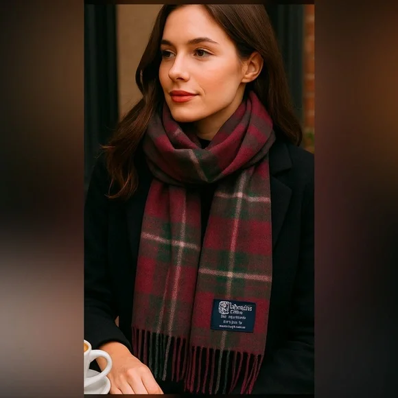 Johnstons of Elgin 100% Cashmere Tartan Plaid Fringe Scarf Made in Scotland - Picture 1 of 4